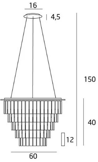 Lustră pe cablu MAXLIGHT P0260 MONACO 15xG9/40W/230V d. 60 cm crom