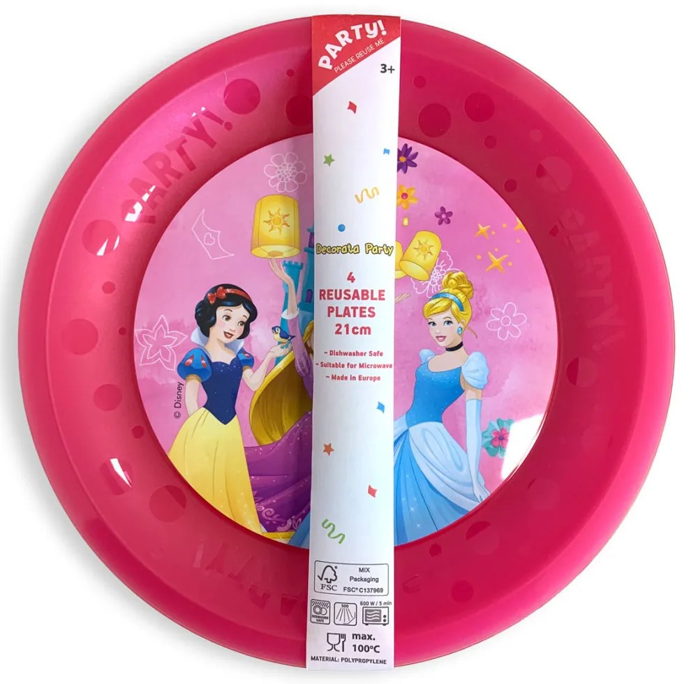 Prințesele Disney Junior Live Your Story set de 4 farfurii plate micro plastic premium 21 cm
