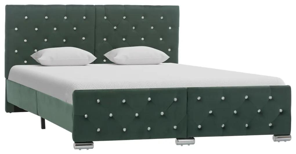286814 vidaXL Cadru de pat, verde închis, 140 x 200 cm, material textil