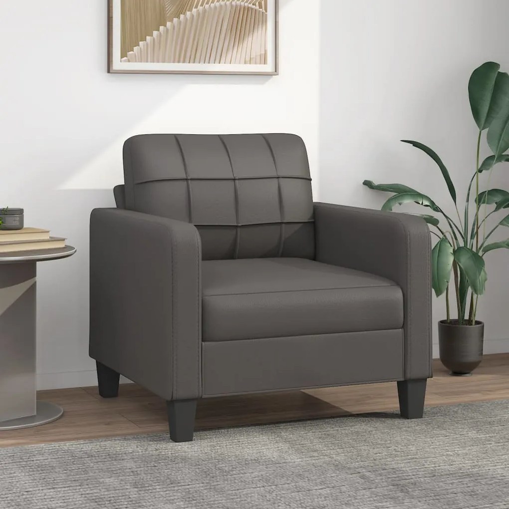 348640 vidaXL Canapea de o persoană, gri, 60 cm, piele ecologică