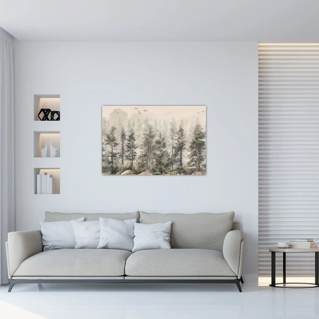 Tablou - Pădurea de pini I., aquarel (90x60 cm)