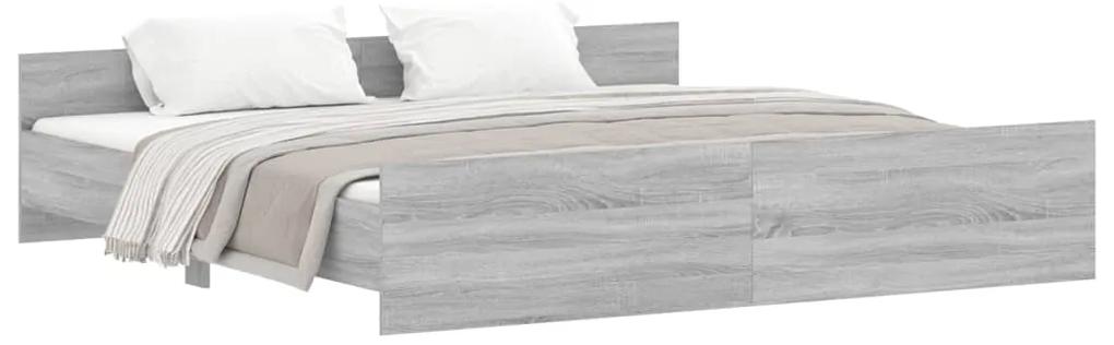 3203773 vidaXL Cadru de pat cu tăblie la cap/picioare, gri sonoma, 180x200 cm
