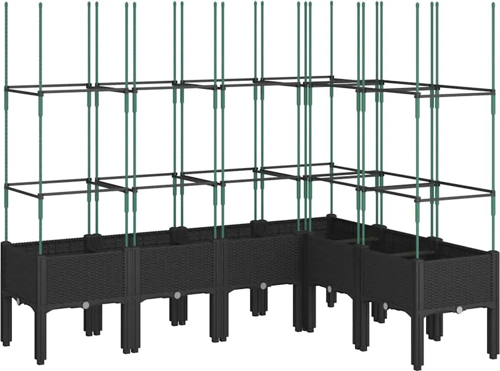 vidaXL Jardinieră de grădină cu spalier, negru, 160x120x142,5 cm, PP