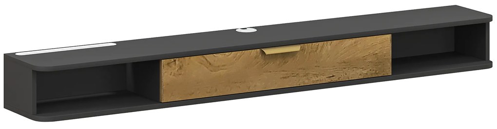 HOMCOM Suport TV suspendat cu compartimente deschise, usa rabatabila si treceri pentru cabluri, 160 x 24 x 16 cm, gri | Aosom Romania