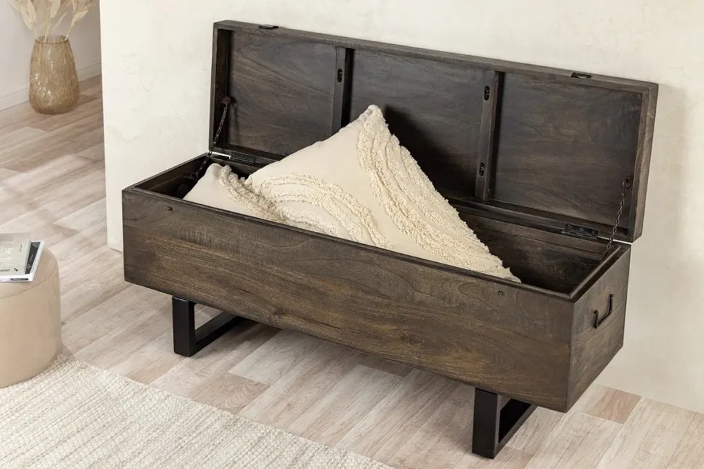 Cufar din lemn Factory Loft 115cm, maro taupe A-46414 VC