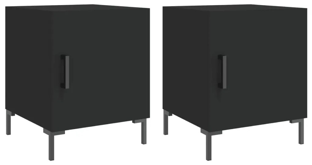 vidaXL Noptiere, 2 buc., negru, 40x40x50 cm, lemn compozit