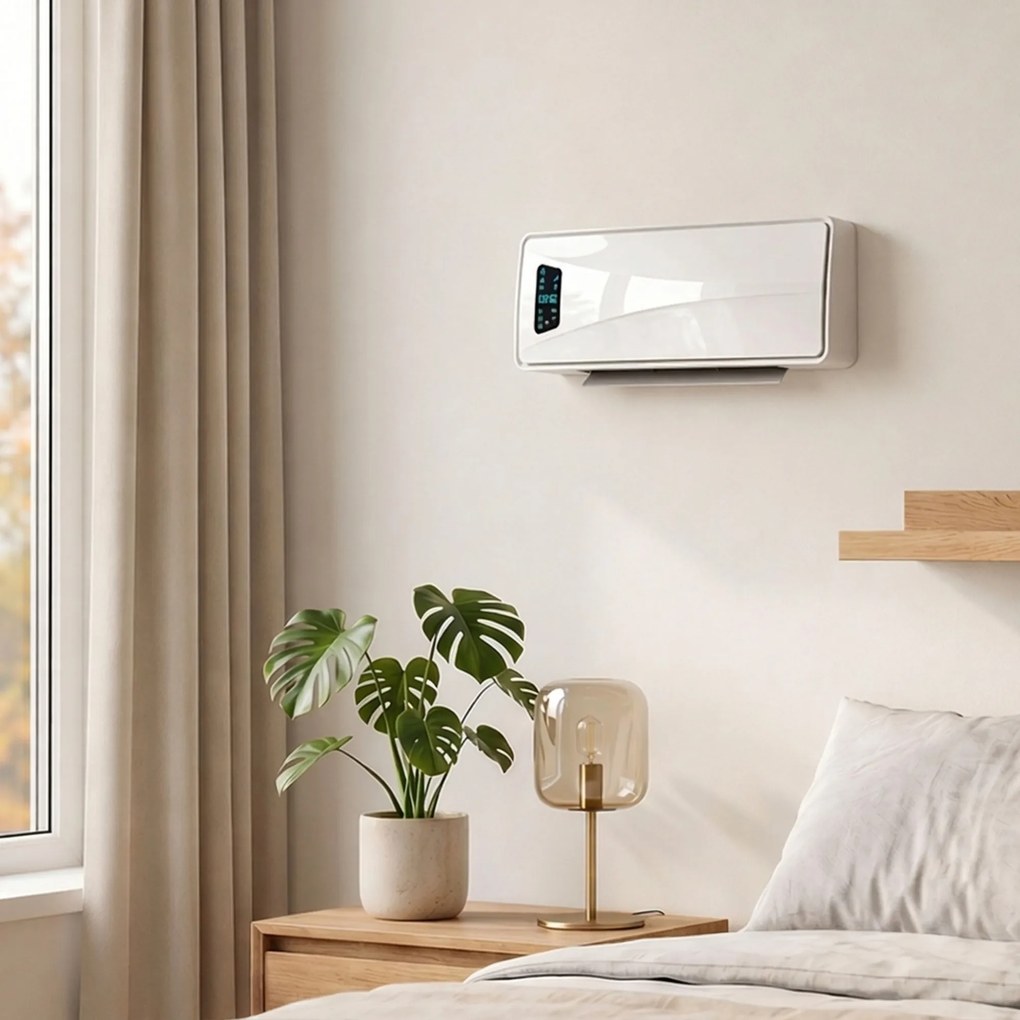 HOMCOM Încălzitor de Perete 2000 W cu 3 Moduri și Telecomandă, Alb | Aosom Romania