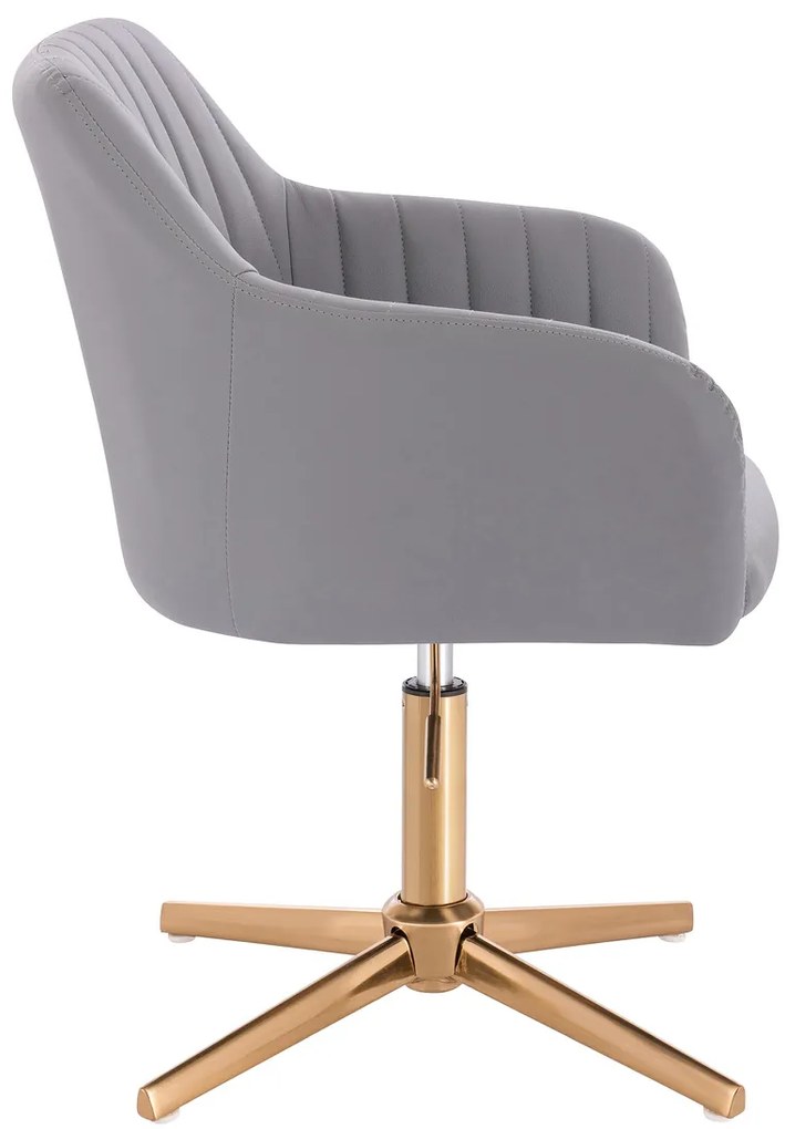 HC190CROSS Scaun Gri din Piele Ecologica cu Bază Aurie