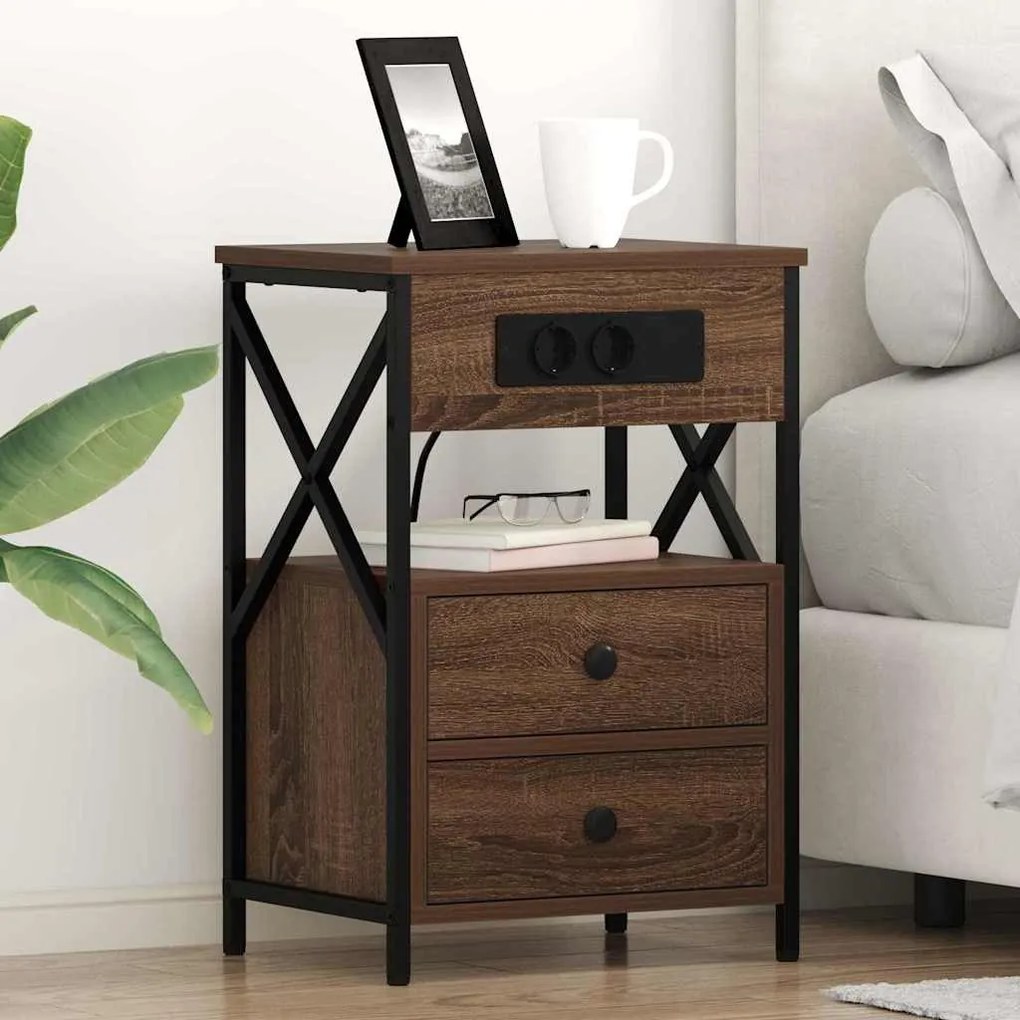 vidaXL Dulap de noapte Stejar brun 40 x 31 x 60 cm Lemn compozit