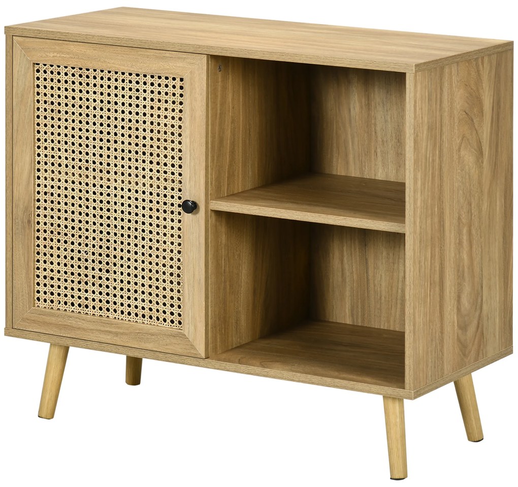 HOMCOM Bufet de depozitare 1 ușă efect răchită - dim. 80L x 39l x 70H cm | Aosom Romania