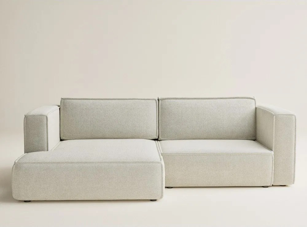 Colțar crem extensibil/cu spațiu de depozitare cu tapițerie din chenille (cu colț pe partea stângă/cu șezlong) Velto – Maison de Rêve