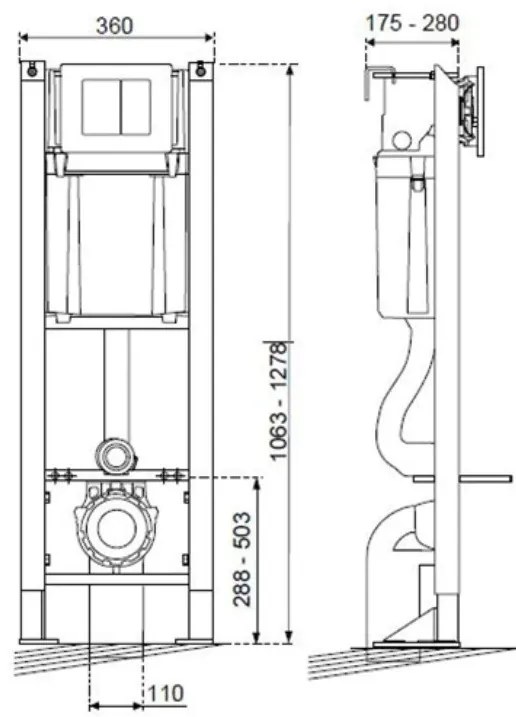 Set rezervor WC Wirquin Chrono, incastrat cu cadru si clapeta de actionare, alb - 50950055