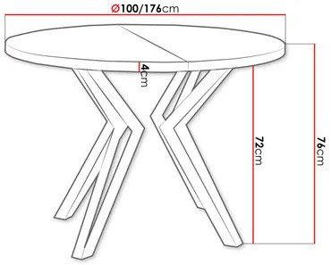 Masă sufragerie extensibilă Relkona (Negru + Marmură bianco) (pentru 2-6 persoane). 1105406
