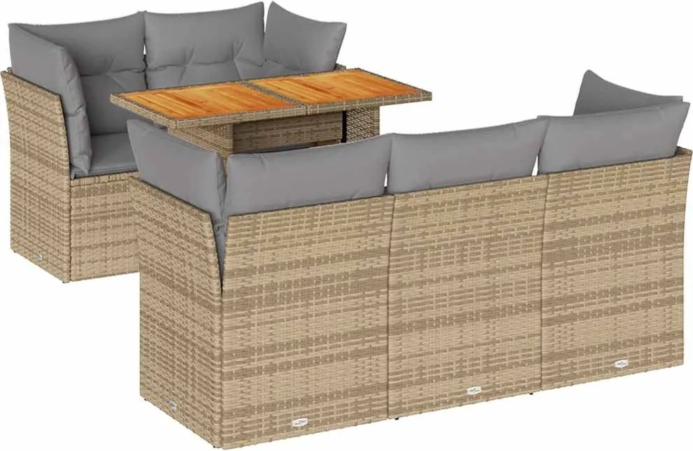 vidaXL Set canapele de grădină cu perne, 6 piese, bej, poliratan