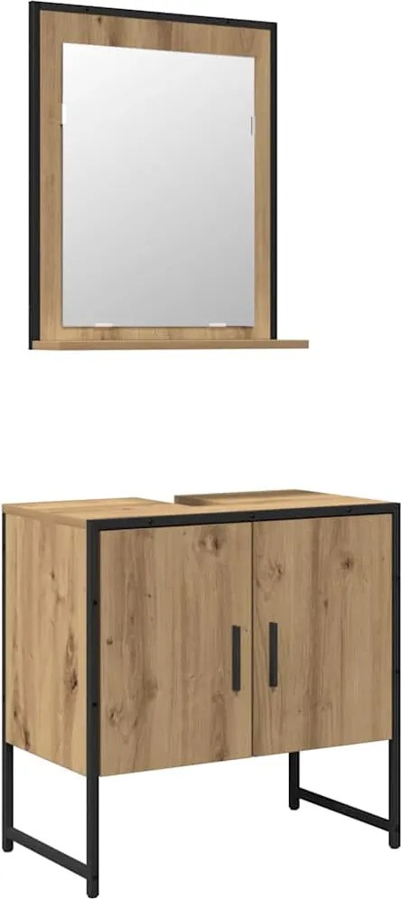 vidaXL Set de mobilier pentru baie Pe perete 2 pcs Maro Lemn compozit