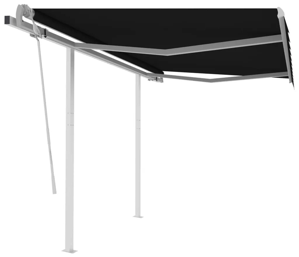 vidaXL Copertină retractabilă manual cu stâlpi, antracit, 3,5x2,5 m