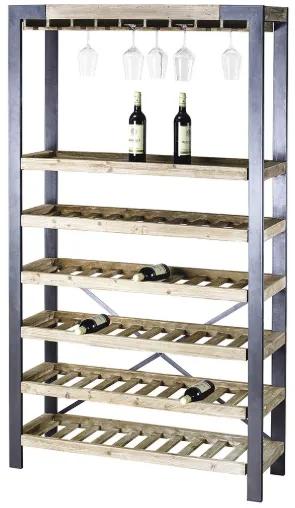 Suport vin TURIN, metal lemn, 144x38x188 cm