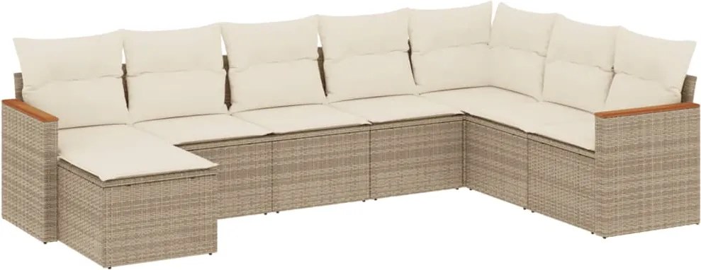 vidaXL Set canapele de grădină, 8 piese, cu perne, bej, poliratan