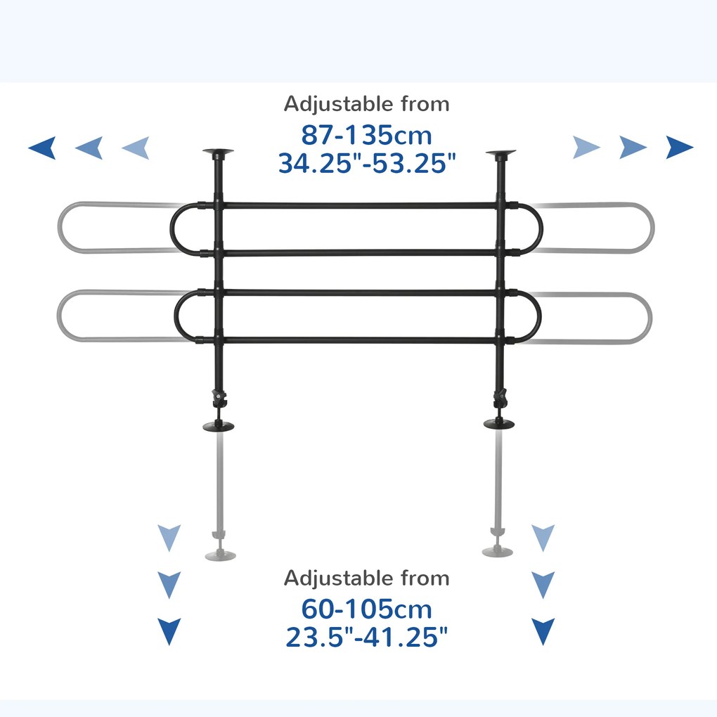 PawHut Separator Auto pentru Câini Reglabil din Oțel, Grilaj de Protecție Universal, Negru, Ideal pentru Siguranța Animalelor în Mașină | Aosom Romania