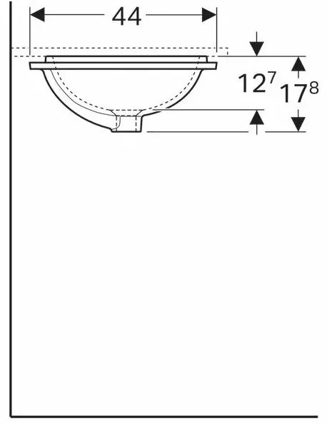Lavoar sub blat Geberit Variform 53 cm fara orificiu baterie cu orificiu preaplin