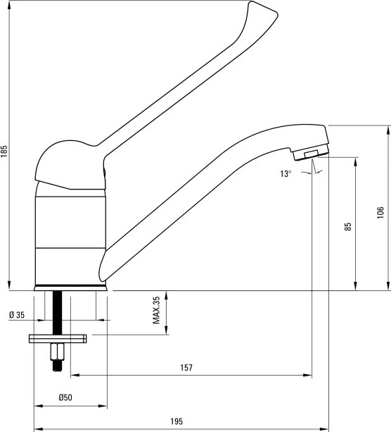 Joko Baterie pentru chiuvetă, cu mâner Clinic Finisaj: Crom BOJ_026C