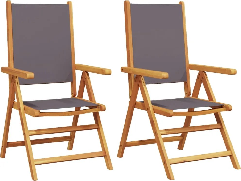 vidaXL Scaune de grădină 2 buc., antracit, lemn masiv acacia și textil