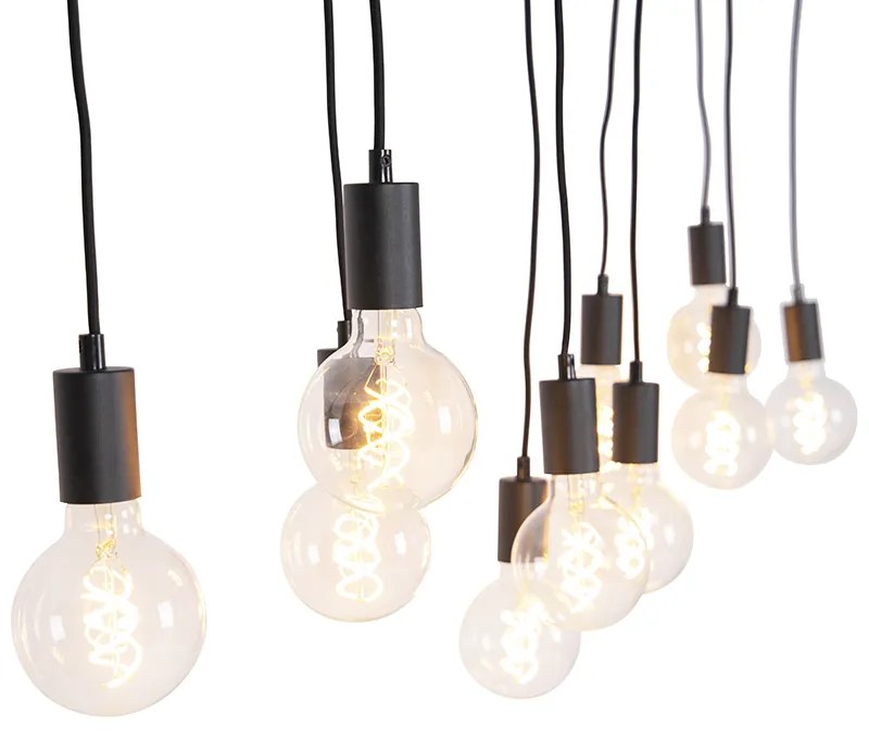 Lampă modernă suspendată neagră 140 cm 10 lumini - Facil