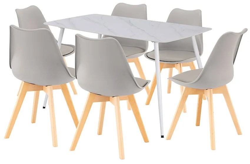 Ravena 6+1 set de luat masa alb-gri