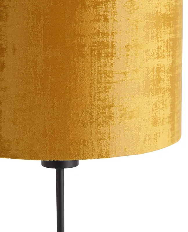 Lampă de masă cu abajur din catifea neagră auriu 25 cm reglabilă - Parte