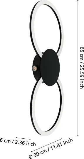Eglo 902124 - Aplică de perete VENTICELLO, LED/20W/230V + LED/0,91W, neagră