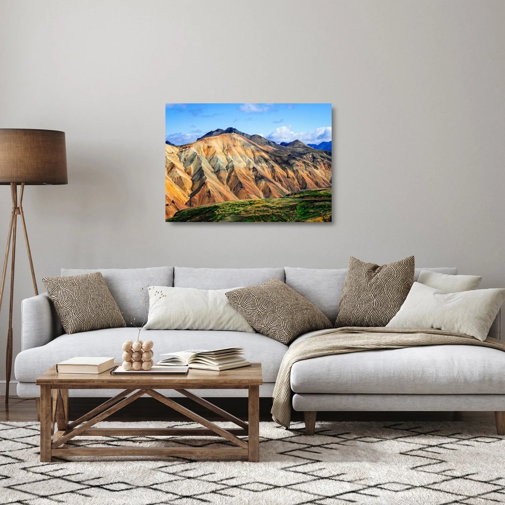 Tablou pe sticlă - Landmannalaugar (70x50 cm)