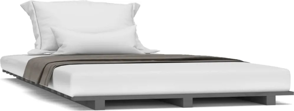vidaXL Cadru de pat, gri, 90x200 cm, lemn masiv de pin