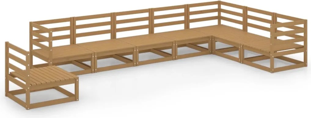 vidaXL Set mobilier de grădină, 8 piese, maro miere, lemn masiv de pin