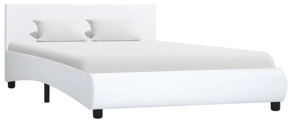 Cadru de pat, alb, 140 x 200 cm, piele ecologica Alb, 140 x 200 cm