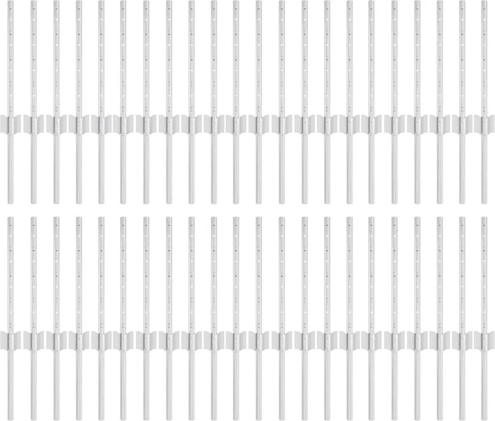 vidaXL Stâlp de gard. 44 pcs Argintiu 80 cm Oțel