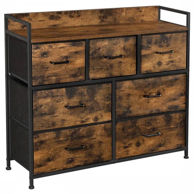 Comoda Multifunctionala, Maro / Negru, MDF / Metal, Vasagle, LTS137B01