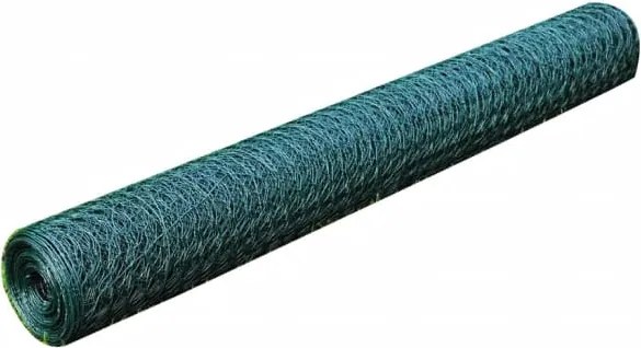 vidaXL Plasă de sârmă găini, verde, 25 x 0,5 m, cu înveliș PVC