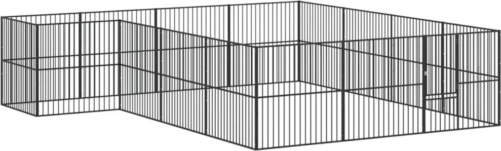 vidaXL Țarc pentru câini cu 16 panouri, negru, oțel galvanizat