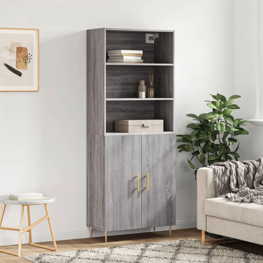 vidaXL Dulap înalt, gri sonoma, 69,5x34x180 cm, lemn compozit