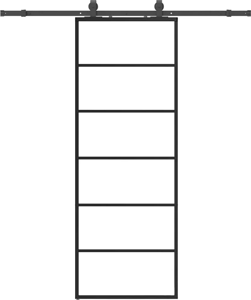 vidaXL Ușă glisantă cu set de feronerie neagră 76x205 cm Sticlă ESG