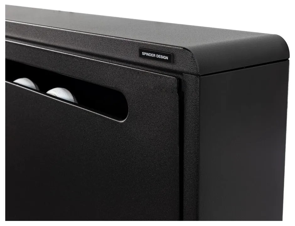 Pantofar negru cu deschidere înclinată/suspendat din metal 75x38x13 cm Mario – Spinder Design