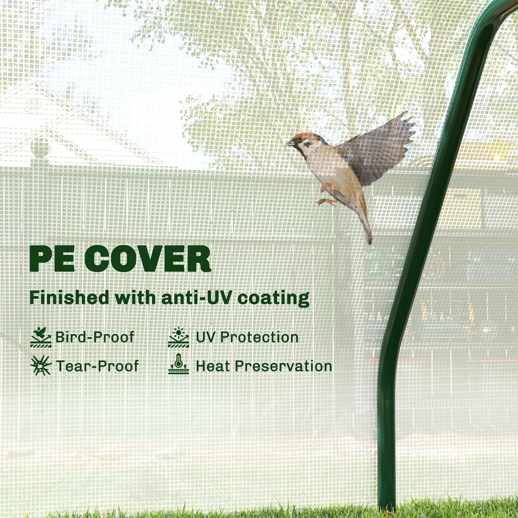 Mini Seră Outsunny pentru grădină și balcon din plastic PE și oțel cu închidere cu fermoar, 99x71x60 cm, de culoare alb transparent | Aosom Romania