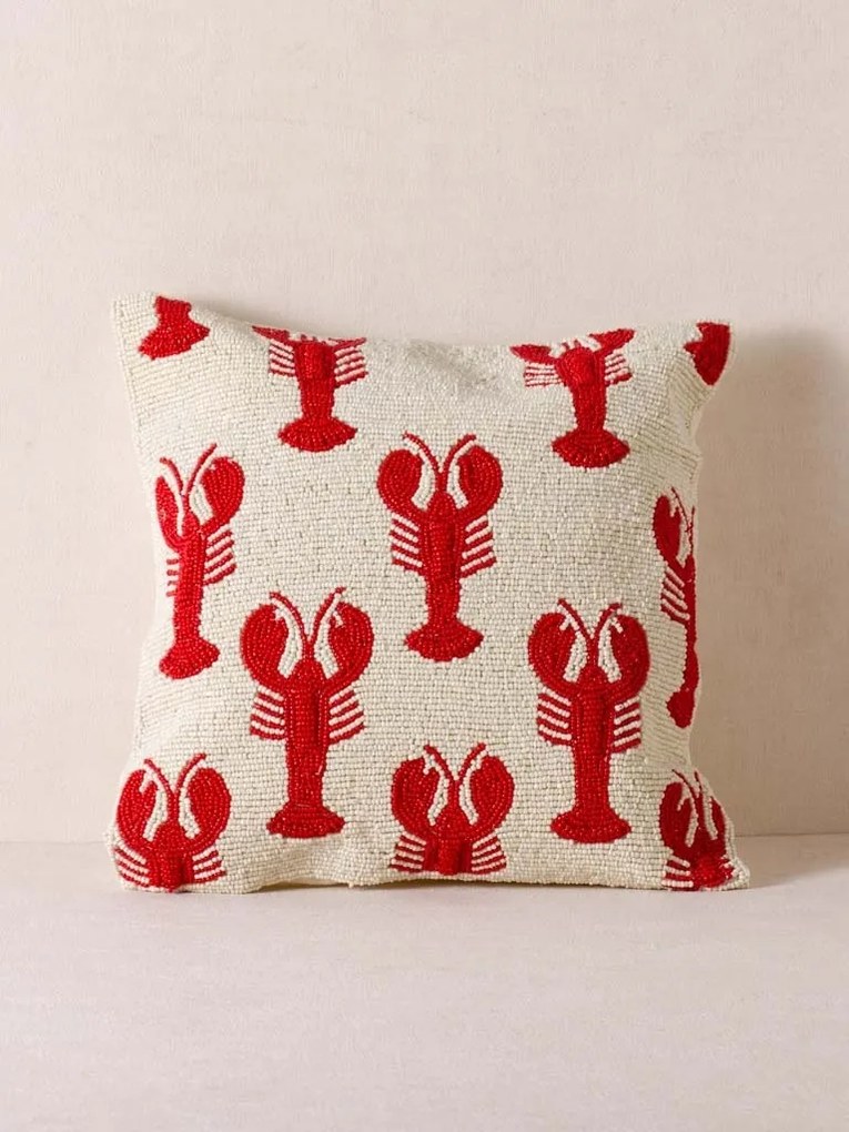 Perna decorativa, cu margele din sticla, Lobsters 35x35cm