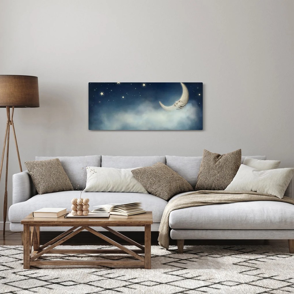 Tablou - Luna cu stele (120x50 cm)