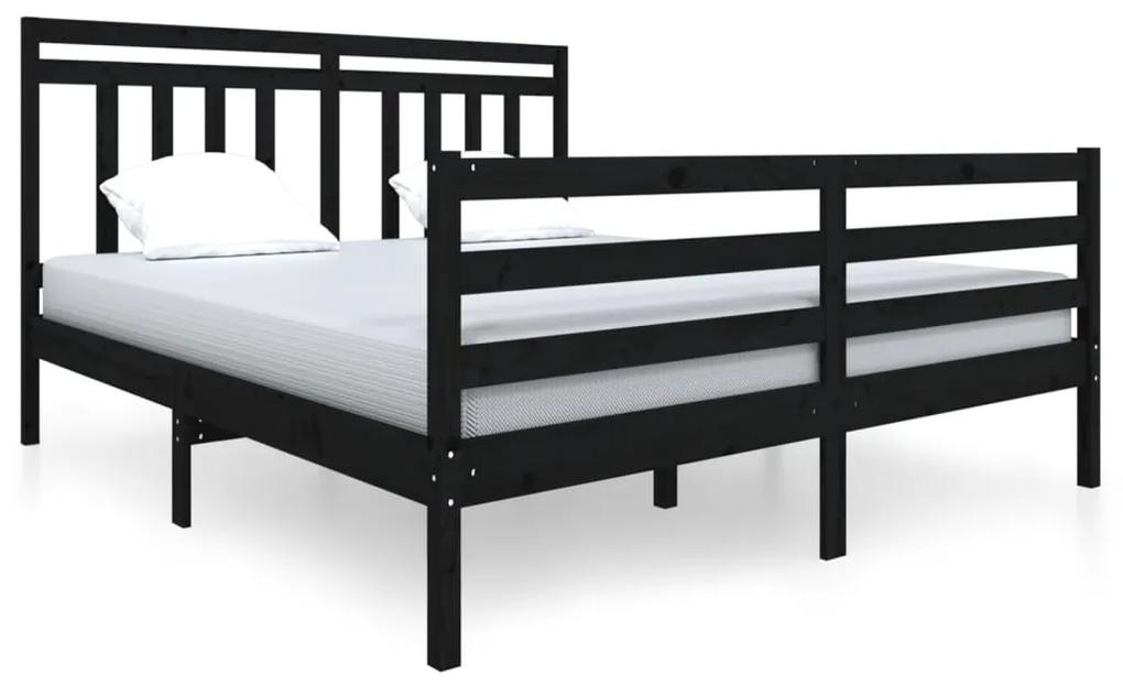 Cadru de pat, negru, 140x200 cm, lemn masiv Negru, 140 x 200 cm