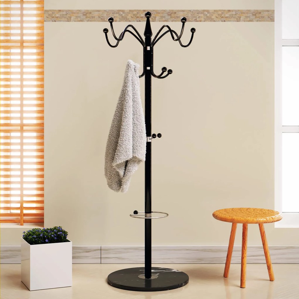 Cuier de podea TENZY cu bază din marmură, 37x173cm, negru Casaria