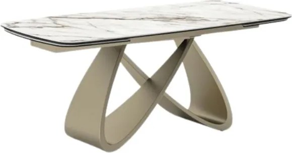 Masă ceramică Infinity extensibilă, picior metalic auriu - 160 cm / 90 cm / h 77