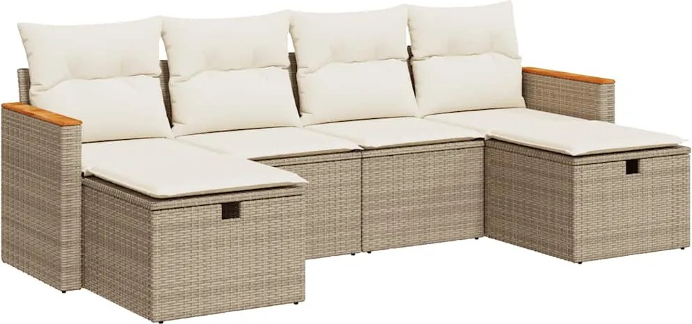 vidaXL Set canapele de grădină cu perne, 6 piese, bej, poliratan