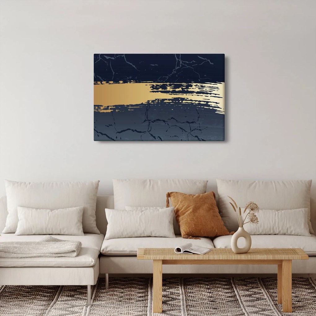 Tablou - Albastru și aur abstracție N⁰2 (90x60 cm)