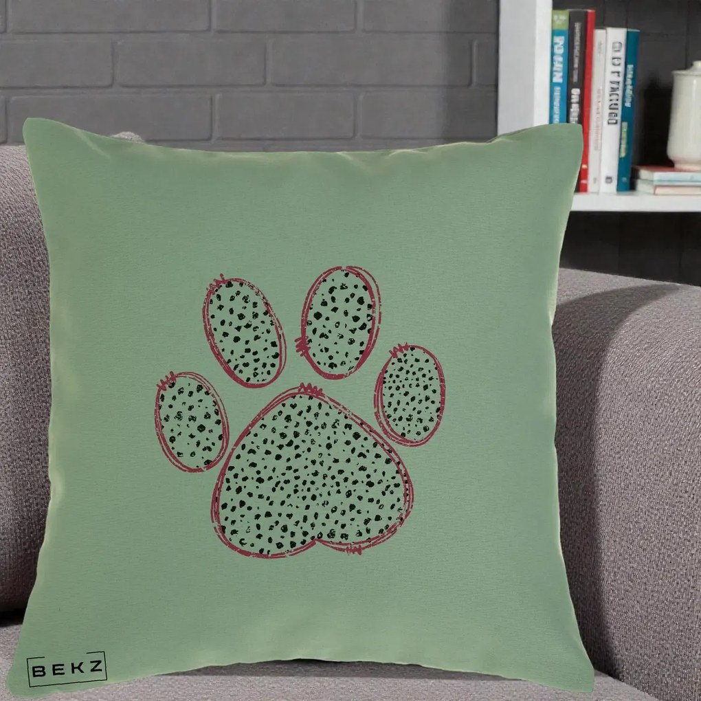 Perna Personalizata Labuta Dalmatian Roz Neon, 40x40 cm, Verde, Husa Detasabila, Perna Inclusa, BEKZ®